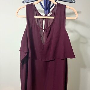 Burgundy Cold Shoulder Top